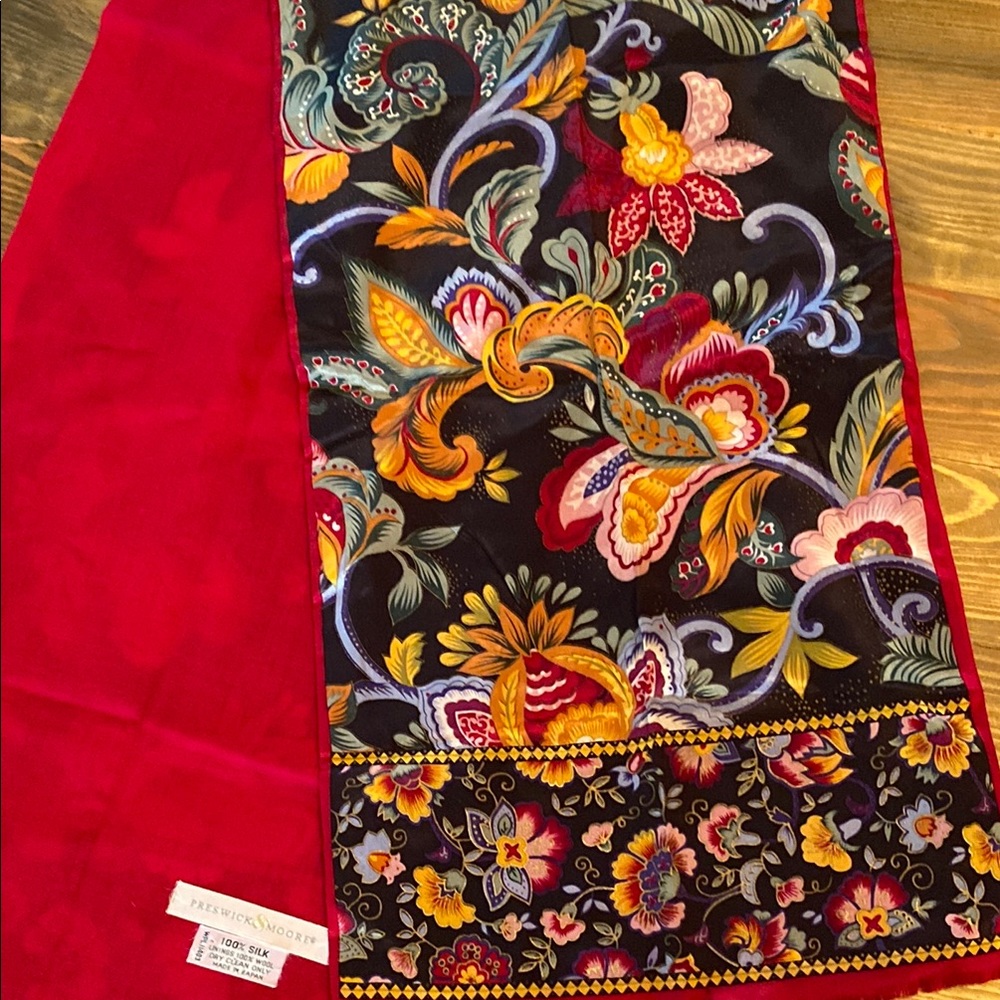 Preswick & Moore Silk floral paisley scarf
